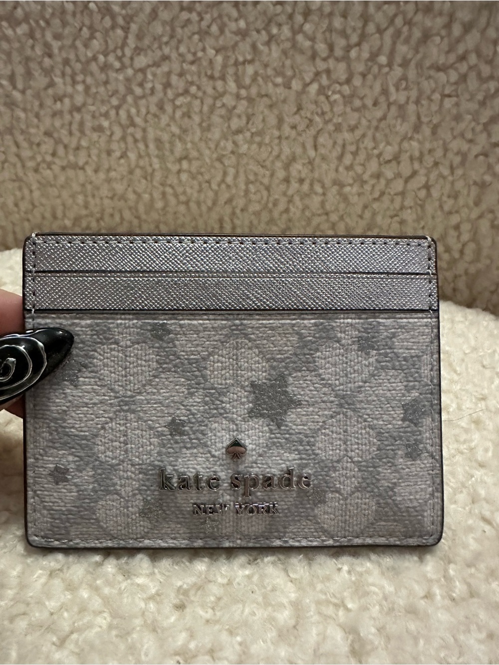 kate spade gray star-print card holder